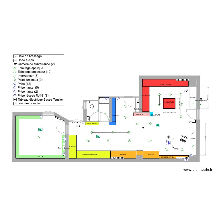 LIBRAIRIE PE. Plan de 8 pièces et 62 m2