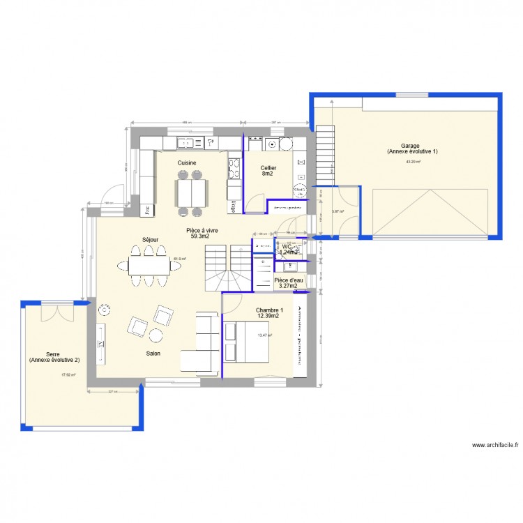 plan final maison évolutive. Plan de 0 pièce et 0 m2