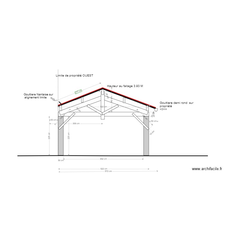 plan garage vue SUD limite. Plan de 0 pièce et 0 m2