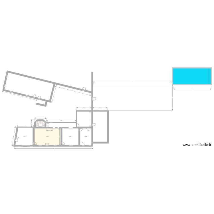 Plan piscine réno. Plan de 4 pièces et 123 m2