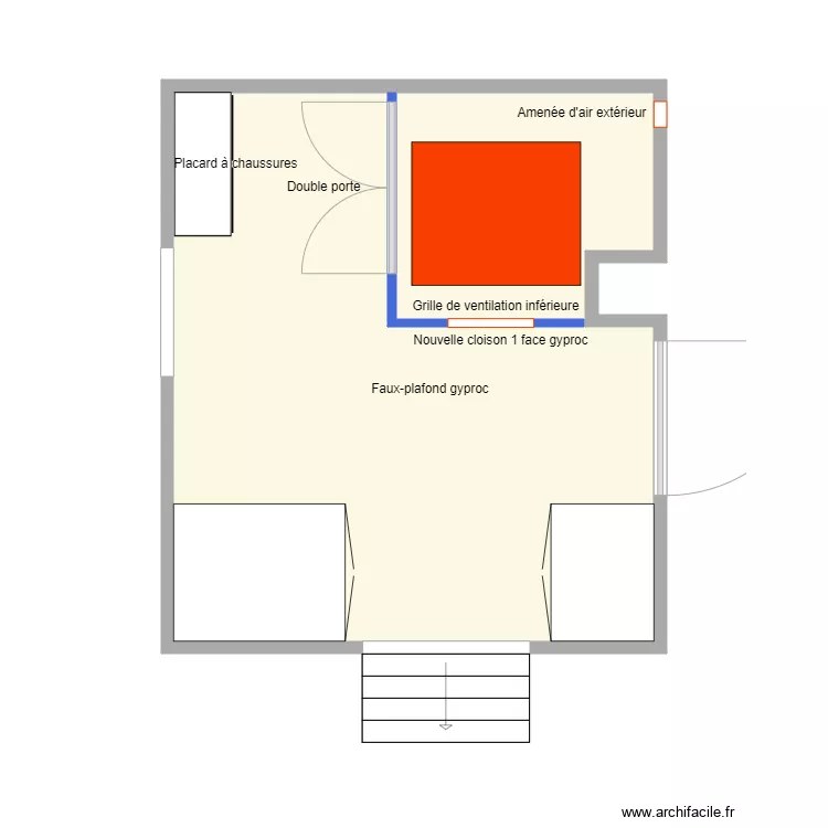 Local chaudi&egrave;re. Plan de 