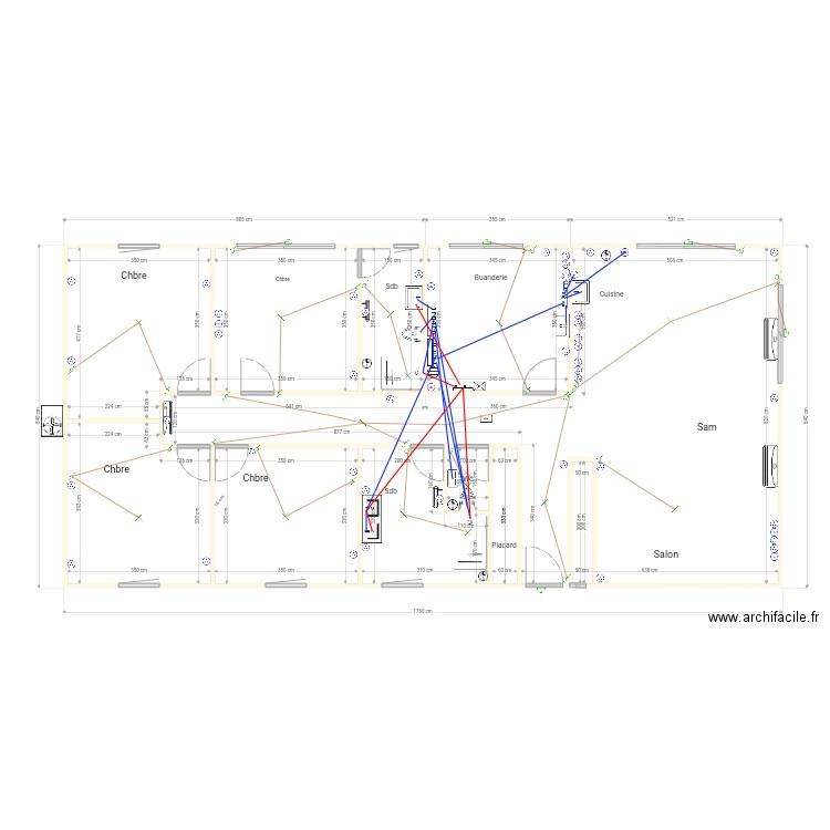 Plan elec plomberie. Plan de 0 pièce et 0 m2