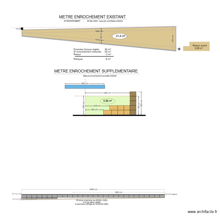 Enrochement. Plan de 1 pièce et 22 m2