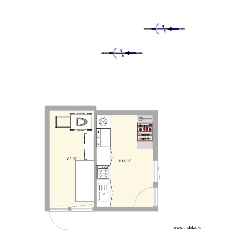 abri de jardin. Plan de 2 pièces et 18 m2