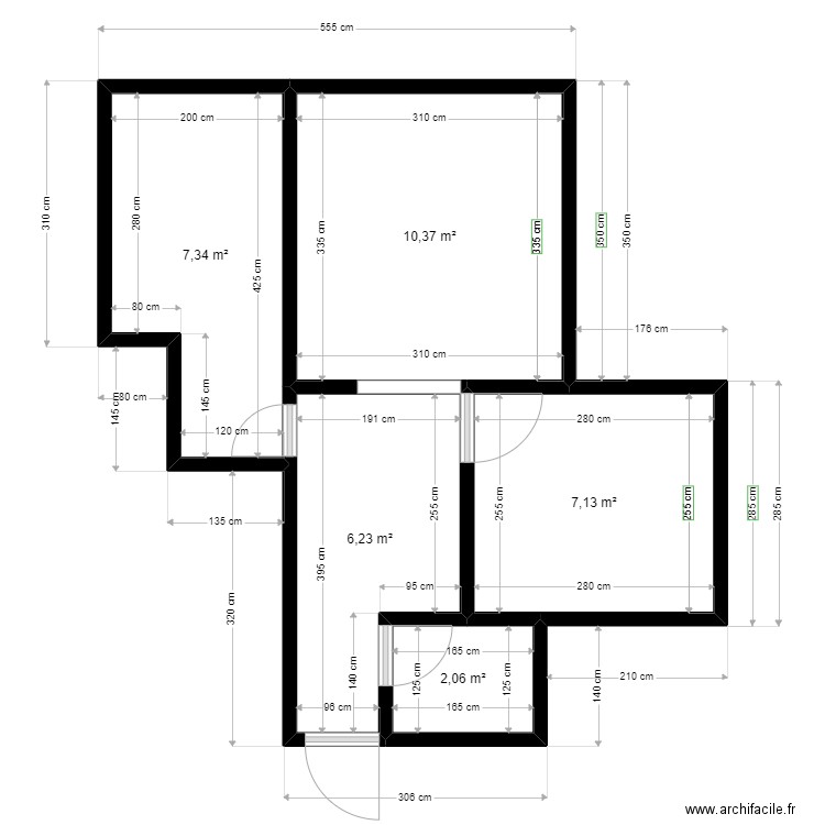 Bureau. Plan de 5 pièces et 33 m2