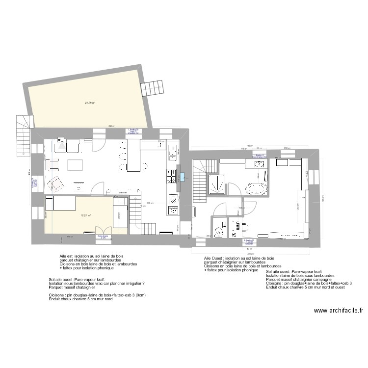 Les Bories terrasse - 28/01 AVEC NOUVELLE SDB. Plan de 8 pièces et 65 m2