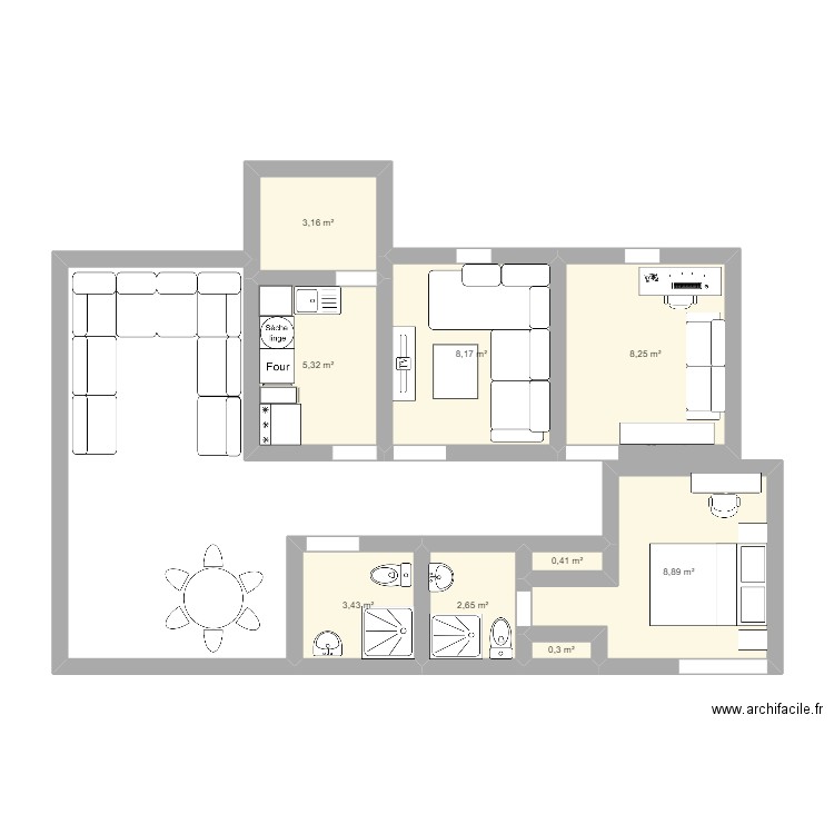 appartement tanger. Plan de 9 pièces et 41 m2