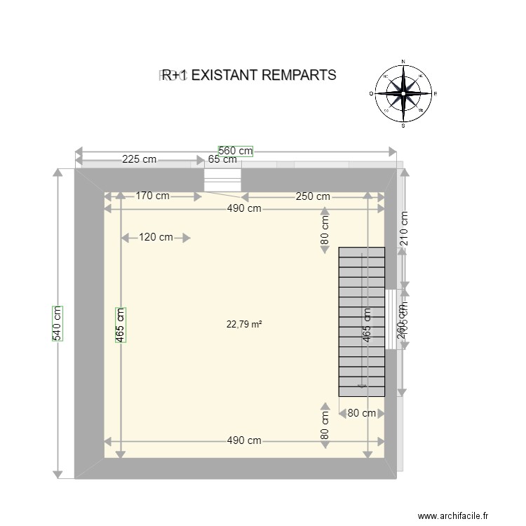 R+1 EXISTANT REMPARTS . Plan de 2 pièces et 41 m2