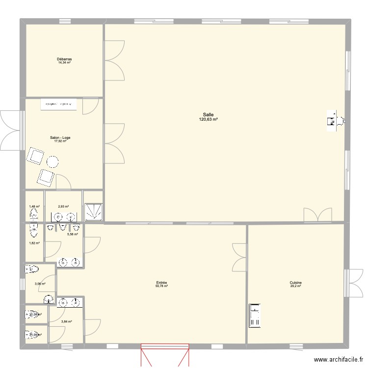 salle répétition. Plan de 14 pièces et 254 m2