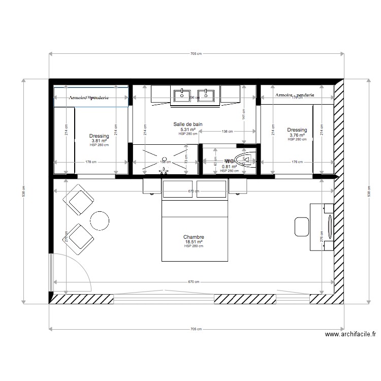 PLAN SUITE PARENTALE 1. Plan de 0 pièce et 0 m2