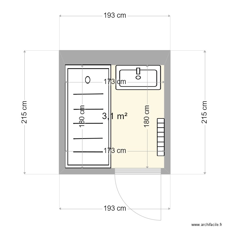 DELATRE . Plan de 1 pièce et 3 m2