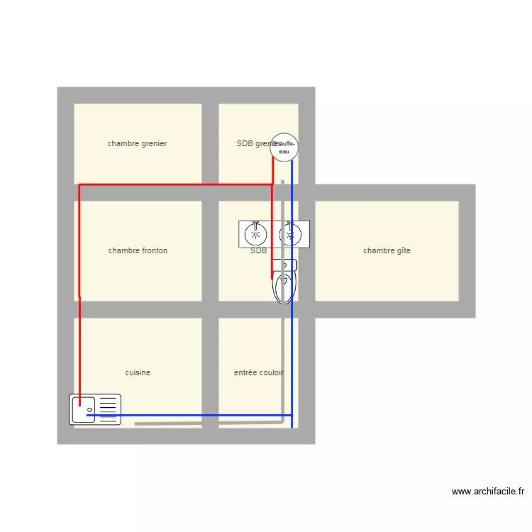 r&eacute;seau sanitaire solaire. Plan de 