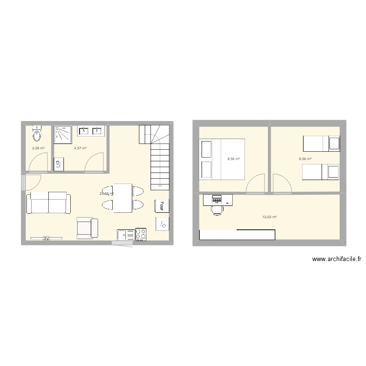 CHALET. Plan de 6 pièces et 60 m2