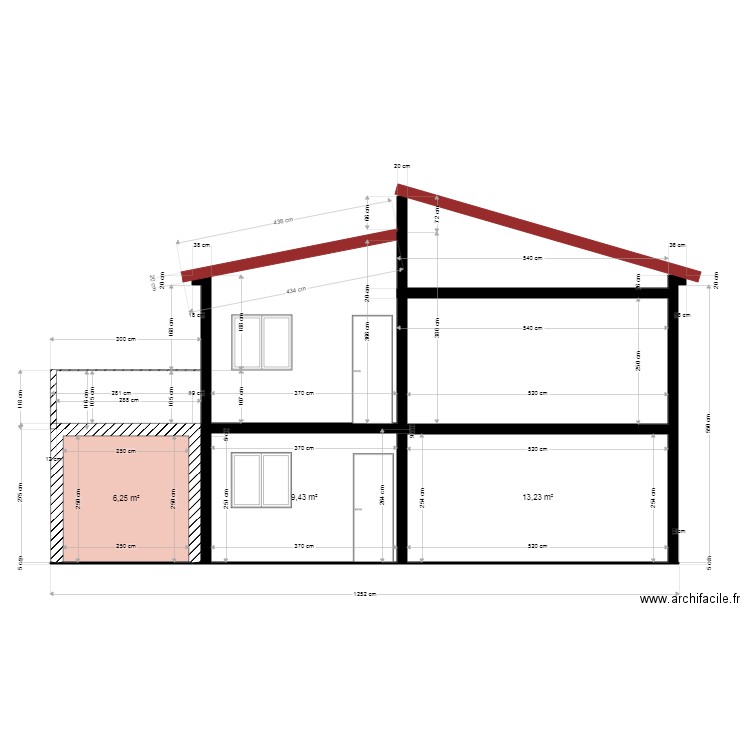 Coupe 1. Plan de 0 pièce et 0 m2