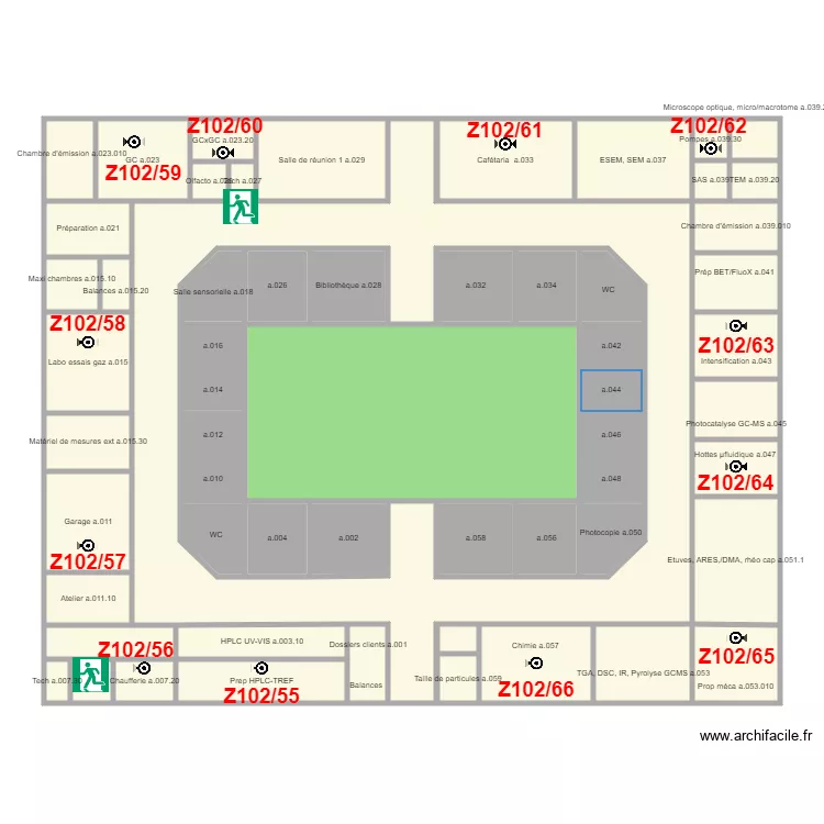 Plan batiment principal 1&eacute;tage - alm. Plan de 