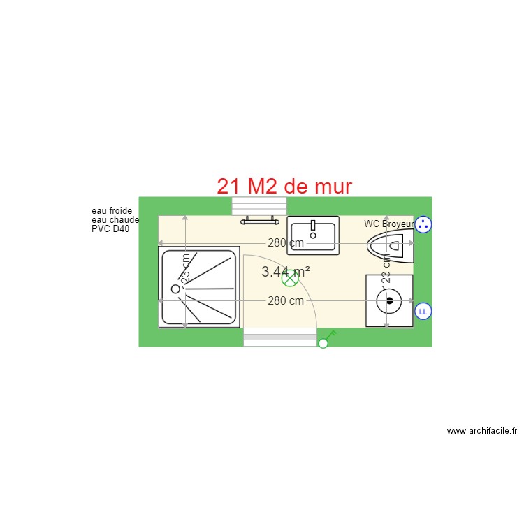 plan sdb. Plan de 0 pièce et 0 m2