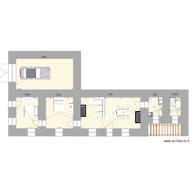 La Jarousse. Plan de 6 pièces et 103 m2