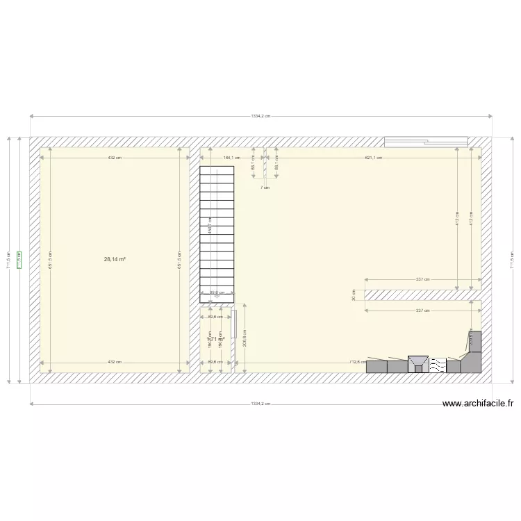 Rdc avec meuble cuisine hauts1/50&egrave;me. Plan de 
