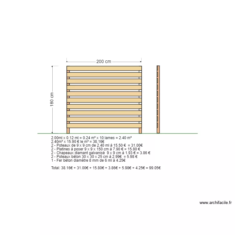 Brise Vue Plancha. Plan de 