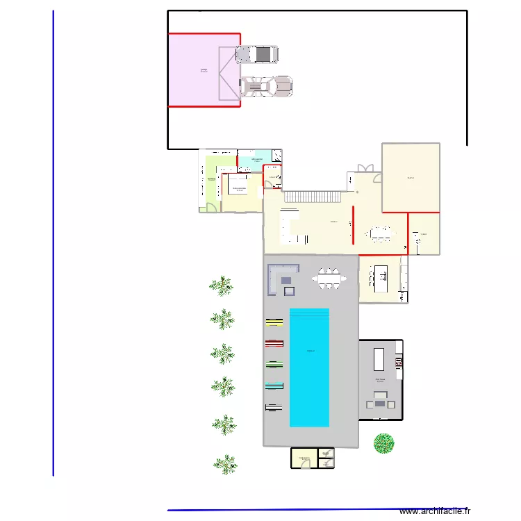 Villa principale. Plan de 27  et 645 m²