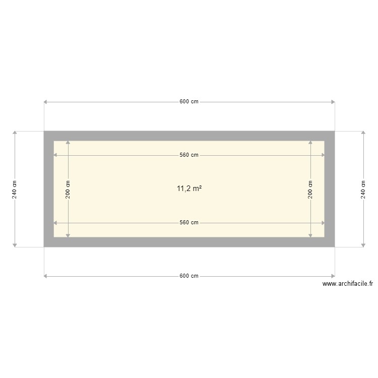 face sud. Plan de 1 pièce et 11 m2