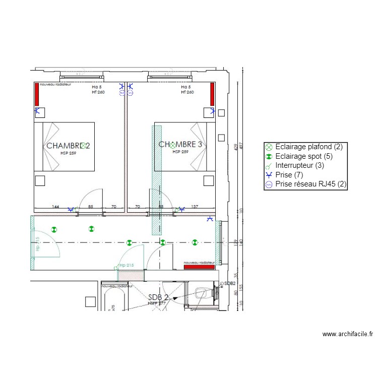 1ER Chambres 2 et 3. Plan de 0 pièce et 0 m2