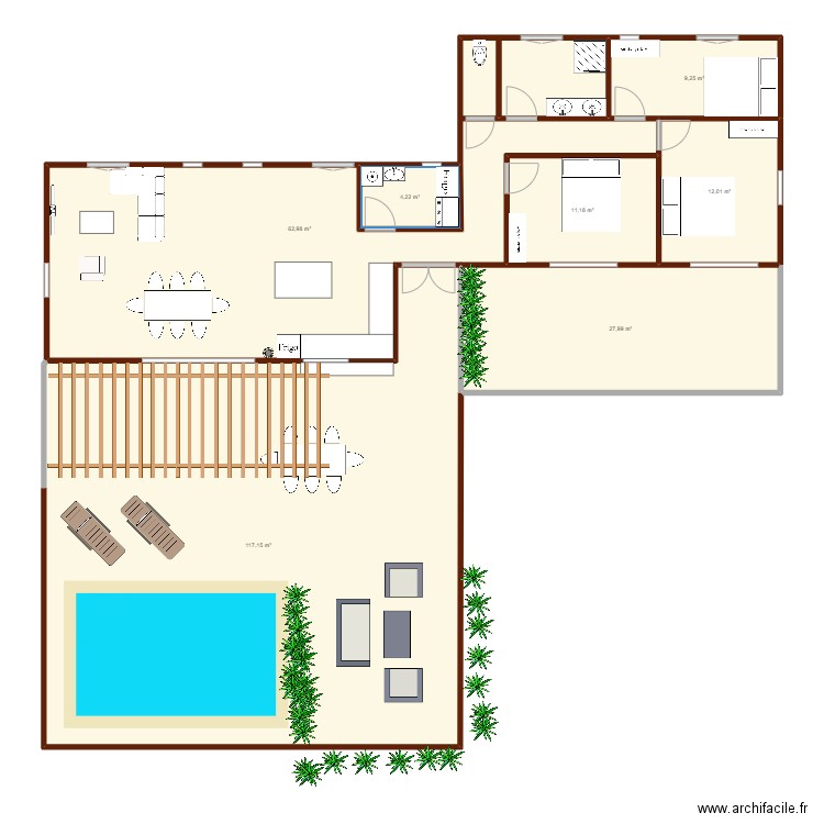 guadeloiupe 4 bungalows vierges arnaud. Plan de 7 pièces et 245 m2