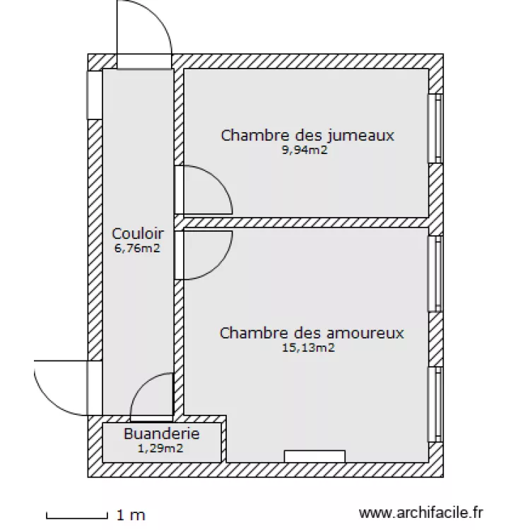 Espace chambre. Plan de 