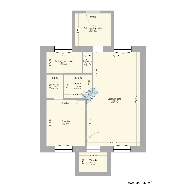 Plounevez 2. Plan de 13 pièces et 133 m2