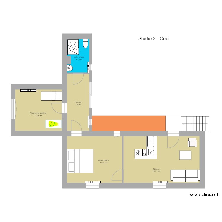 La  plaine  studio cour V2. Plan de 0 pièce et 0 m2