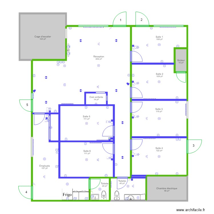 Clinique CK plan électrique complet couleurs. Plan de 0 pièce et 0 m2