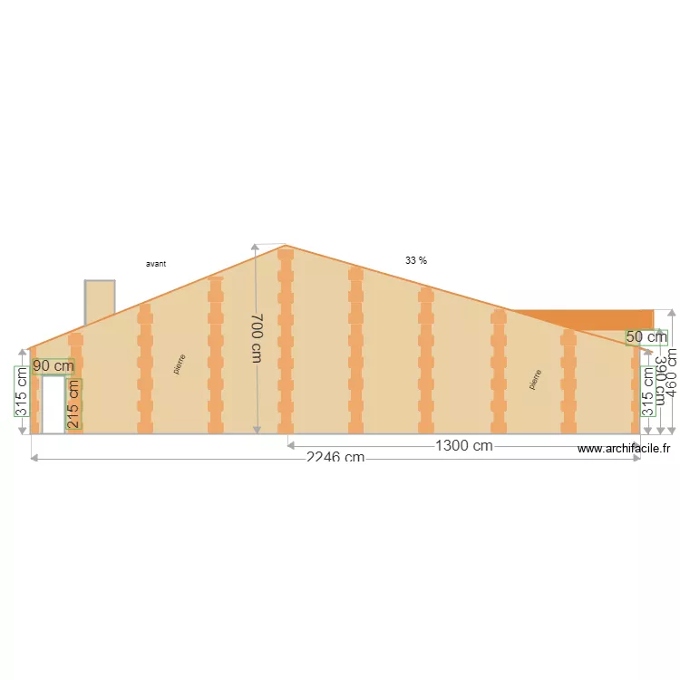 fa&ccedil;ade Ouest  avant Andre . Plan de 