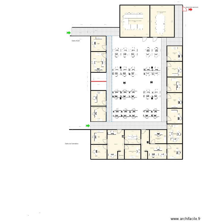 Open space V12. Plan de 20 pièces et 253 m2