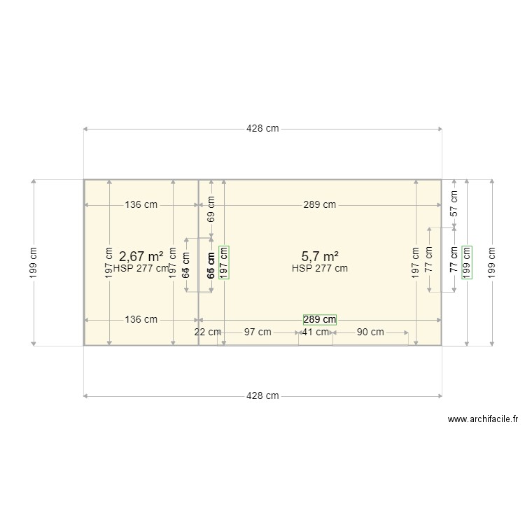 sb2. Plan de 2 pièces et 8 m2