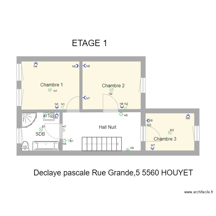 ETAGE 1 P. Plan de 3 pièces et 20 m2