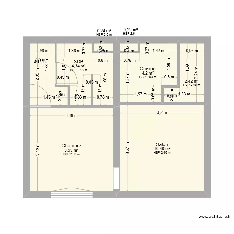 Cotations Viens - Avant. Plan de 8  et 34 m²