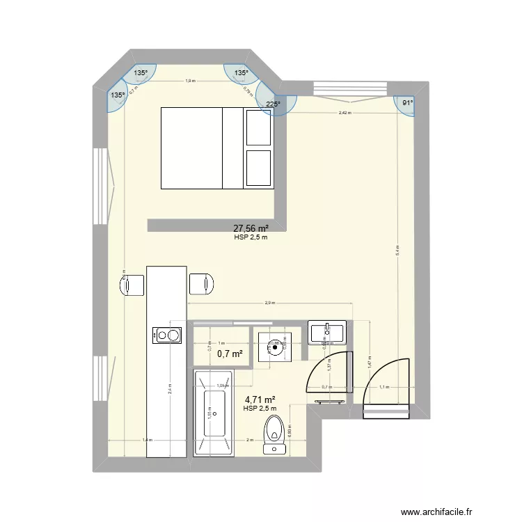 Plan 187.2. Plan de 3  et 33 m²