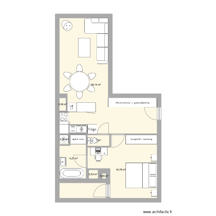 Projet Av. JJ v3. Plan de 8 pièces et 52 m2