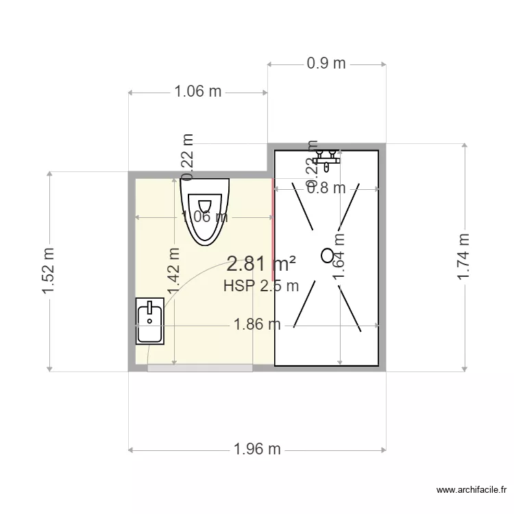 Salle de bain Master Florine. Plan de 