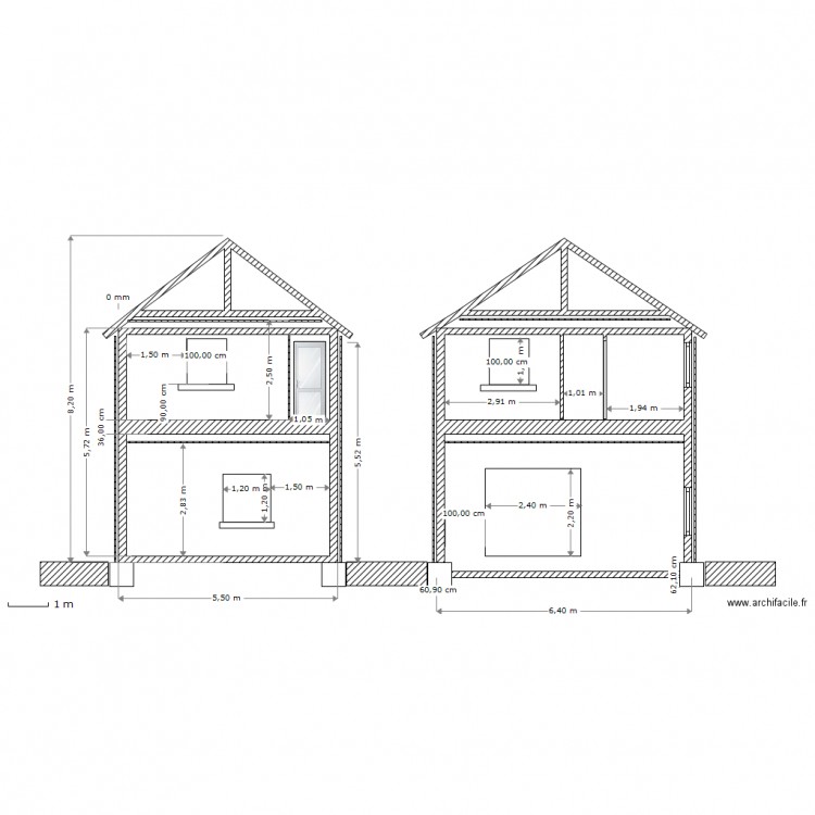 COUPE PROFIL MAISON . Plan de 0 pièce et 0 m2