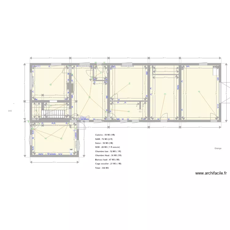 Maison parents 4 nue plan &eacute;l&eacute;ctrique. Plan de 