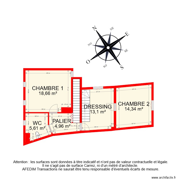 BI 6465 ETAGE 1. Plan de 9 pièces et 60 m2