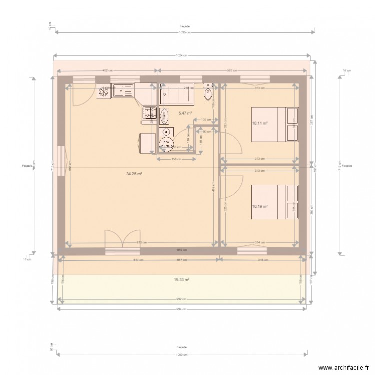 PLAN NATHALIE 2. Plan de 5 pièces et 79 m2