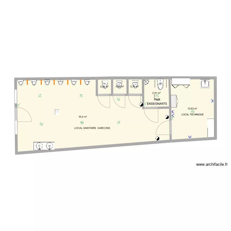 SANITAIRE GARCONS  ECOLE   TOUT VA BIEN . Plan de 