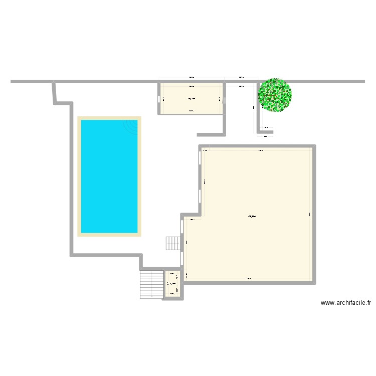 Abris piscine plan large. Plan de 3 pièces et 149 m2