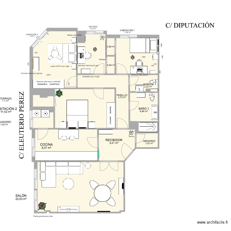 ELEUTERIO PEREZ 12_ACOTADO. Plan de 21 pièces et 91 m2