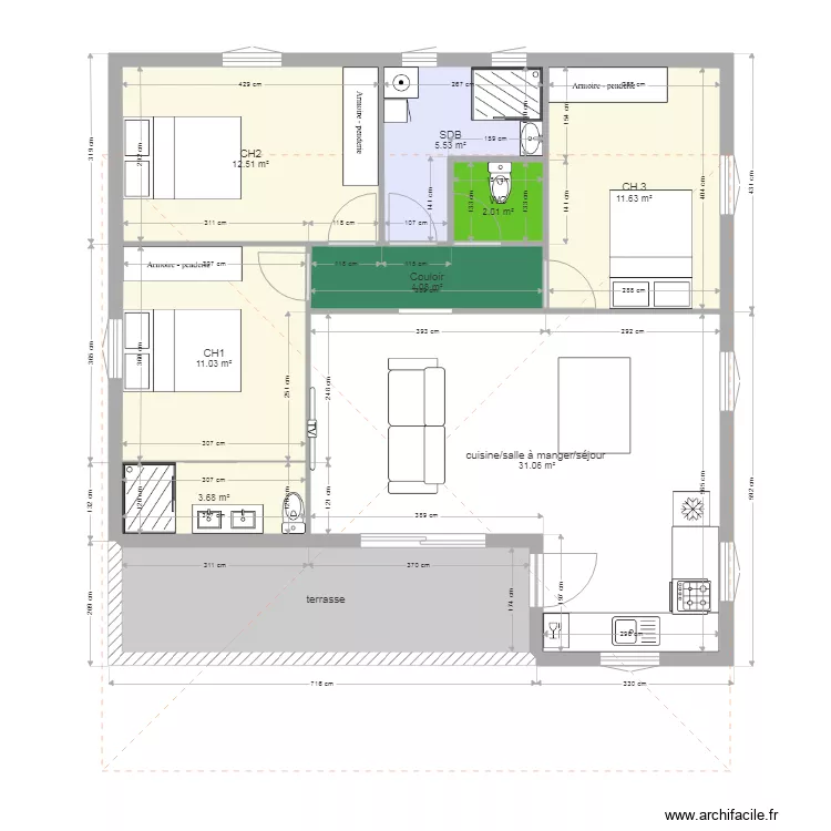 plan maison F4 cambium. Plan de 