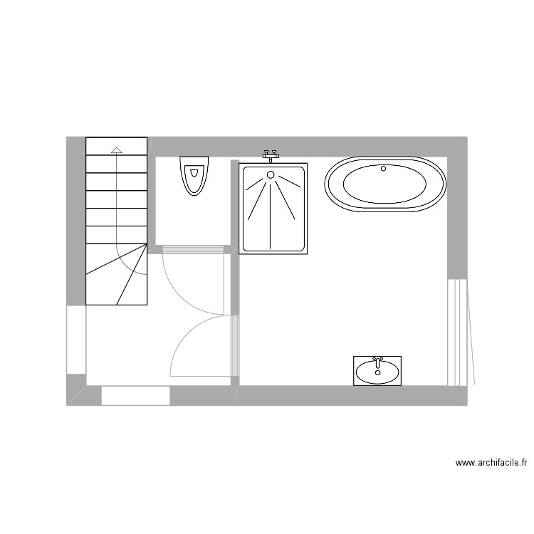 pièce d'eau 1. Plan de 2 pièces et 14 m2