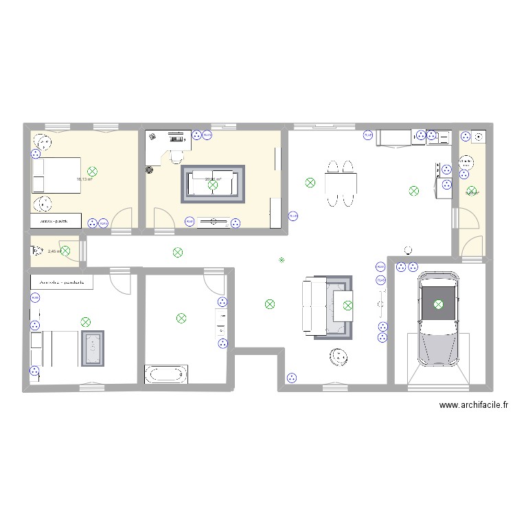 chef d'oeuvre 2. Plan de 4 pièces et 44 m2