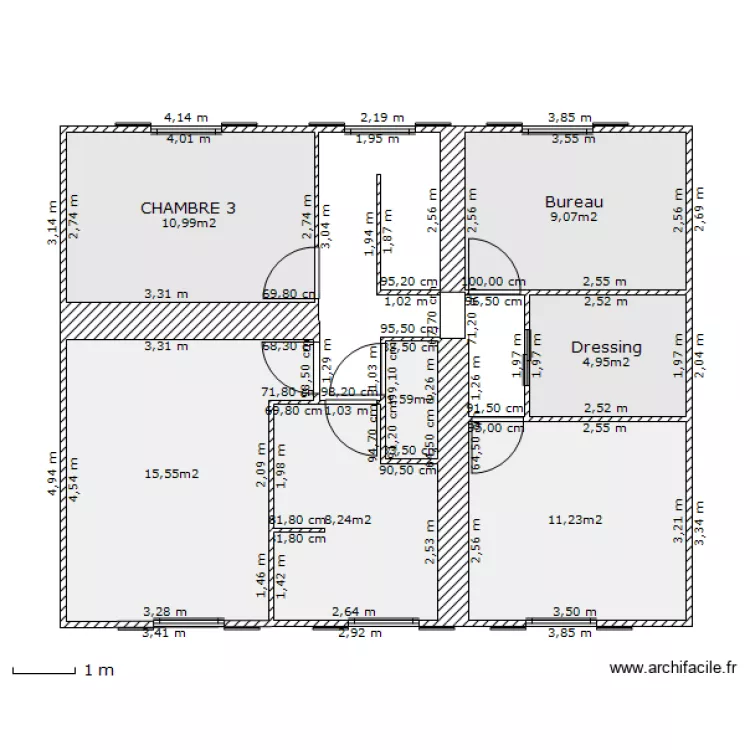 Niveau 1 maison du temple. Plan de 